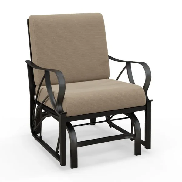 Chaise à Bascule de Jardin avec Accoudoirs Coussin Charge 180KG Fauteuil à Bascule d'Extérieur avec Coussinets Antidérapants Marron