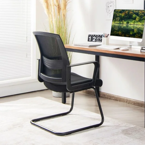Chaise/Lot de 2 Chaises de Conférence Chaises Ergonomique en Maille à Dossier Moyen avec Siège Rembourré pour Salle d'Attente Réception