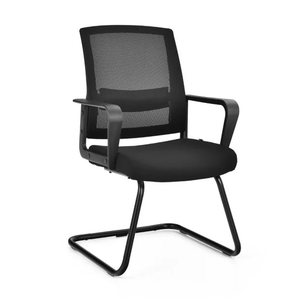 Chaise/Lot de 2 Chaises de Conférence Chaises Ergonomique en Maille à Dossier Moyen avec Siège Rembourré pour Salle d'Attente Réception