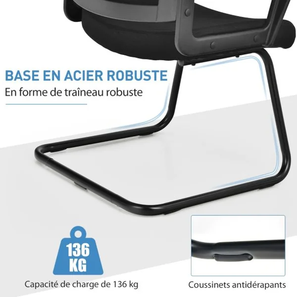 Chaise/Lot de 2 Chaises de Conférence Chaises Ergonomique en Maille à Dossier Moyen avec Siège Rembourré pour Salle d'Attente Réception