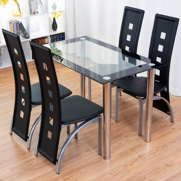 Chaises de Salle à Manger Lot de 4 chaises Design Moderne pour Salon et Cuisine, Capacité 113 kg, 45 x 54 x 106 cm, Noir
