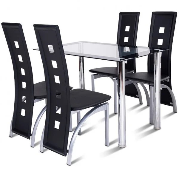 Chaises de Salle à Manger Lot de 4 chaises Design Moderne pour Salon et Cuisine, Capacité 113 kg, 45 x 54 x 106 cm, Noir