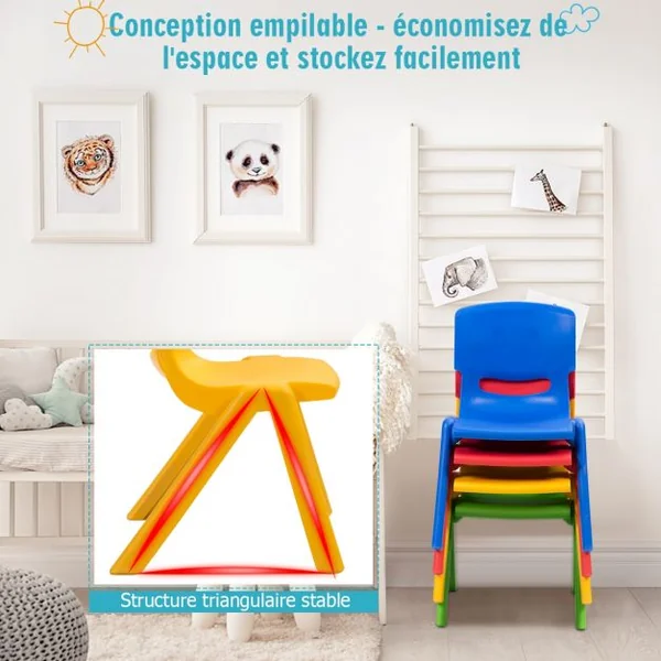 Chaises pour Enfants Fabriquer en Plastique Multicolore Idéal pour Salle de Jeux Jardin d’Enfant