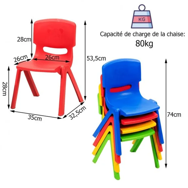 Chaises pour Enfants Fabriquer en Plastique Multicolore Idéal pour Salle de Jeux Jardin d’Enfant