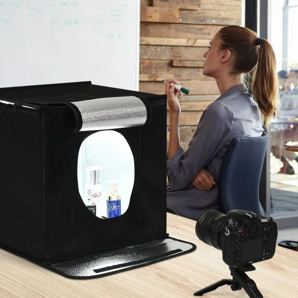 Chambre Photo Studio Pliable Tente de Photographie Cube Portable Eclairage LED en Tissu, 40x40x40cm, Noir
