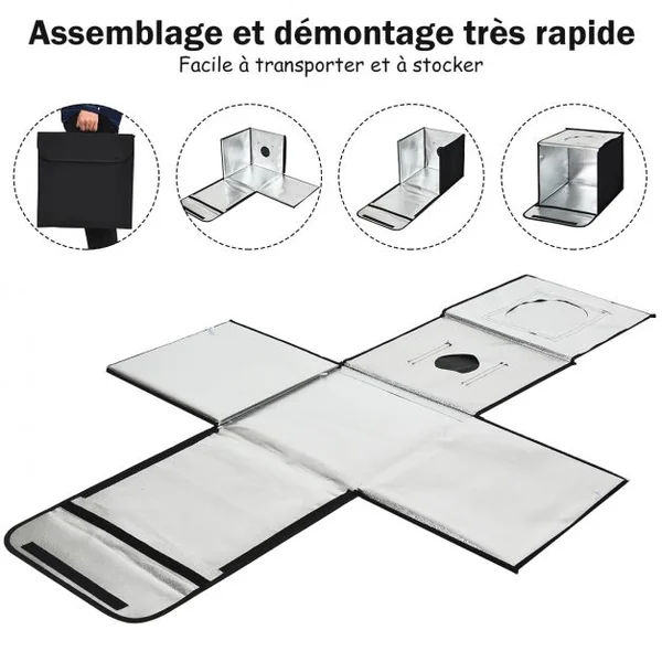 Chambre Photo Studio Pliable Tente de Photographie Cube Portable Eclairage LED en Tissu, 40x40x40cm, Noir