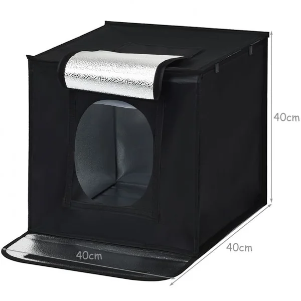 Chambre Photo Studio Pliable Tente de Photographie Cube Portable Eclairage LED en Tissu, 40x40x40cm, Noir