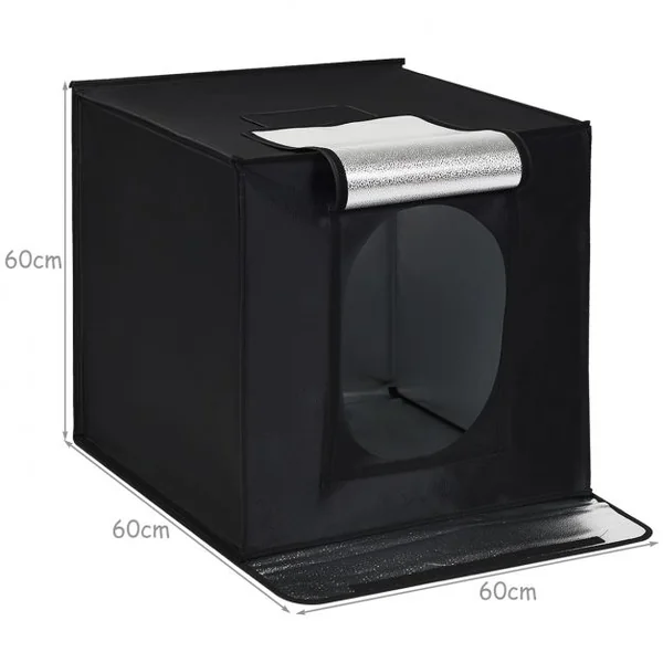 Chambre Photo Studio Pliable Tente de Photographie Cube Portable Eclairage LED en Tissu, 40x40x40cm, Noir