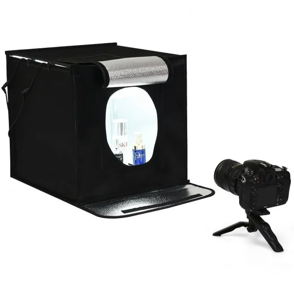Chambre Photo Studio Pliable Tente de Photographie Cube Portable Eclairage LED en Tissu, 40x40x40cm, Noir