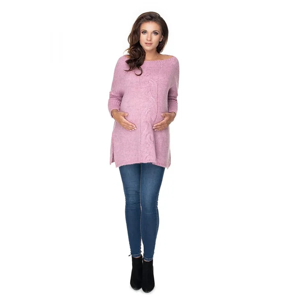 Chandail de grossesse en laine - Beige/Parme