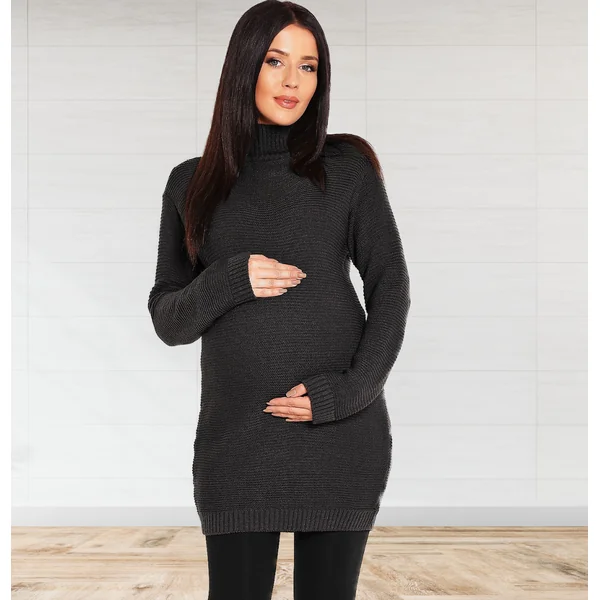 Chandail de grossesse grosses mailles - Ardoise/Beige/Gris