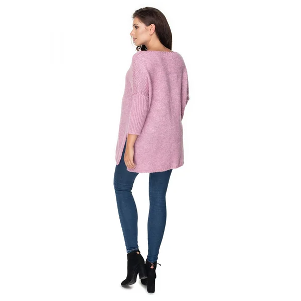 Chandail de grossesse long en laine - Beige/Parme