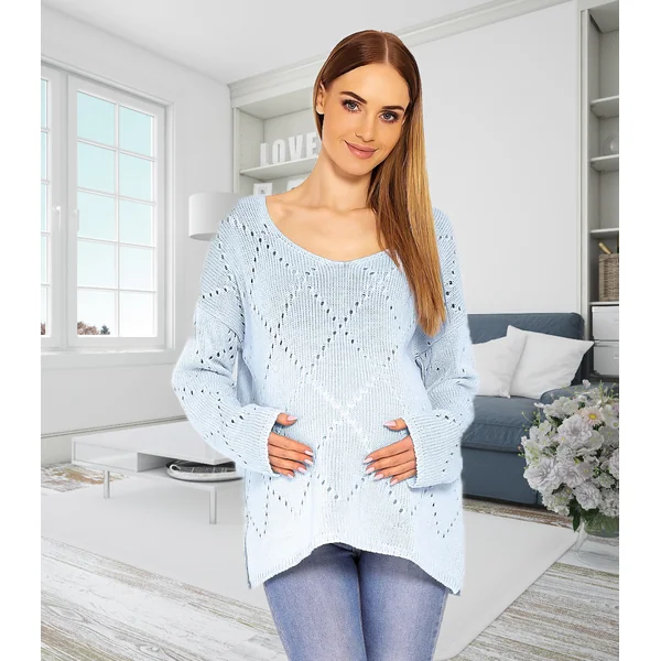 Chandail léger de grossesse - Bleu/Beige/Rose