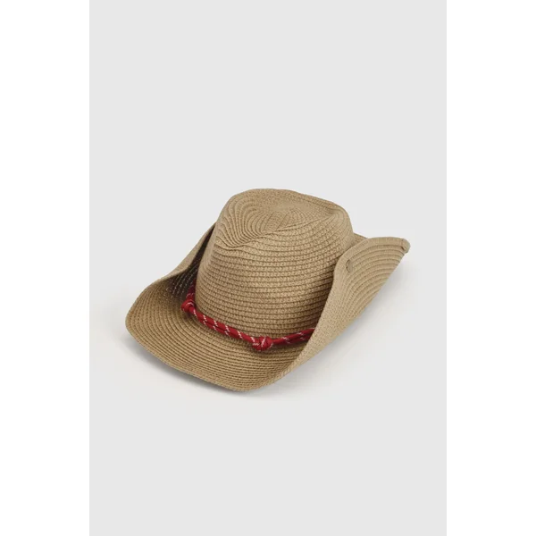 Chapeau De Cowboy En Paille Avec Détail De Corde