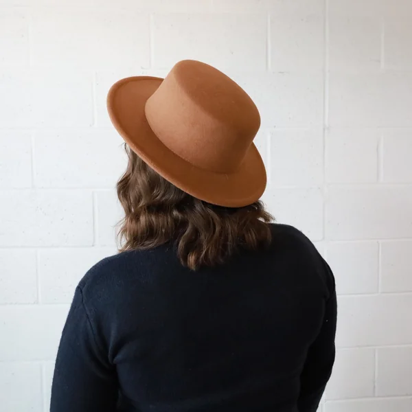 Chapeau de feutre plat - caramel