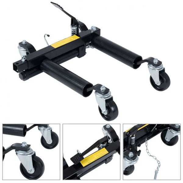 Chariot de déplacement Go Jack cric hydraulique charge maxi 680KG pour largeur de pneu de 30 cm φ7cm max, 62 x 54 x 19 cm, Bleu