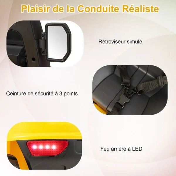 Chariot Elévateur Electrique Enfants 12V avec Fourche Véhicule de Construction avec Télécommande pour Enfants de 3 à 7 Ans Charge 30KG Jaune