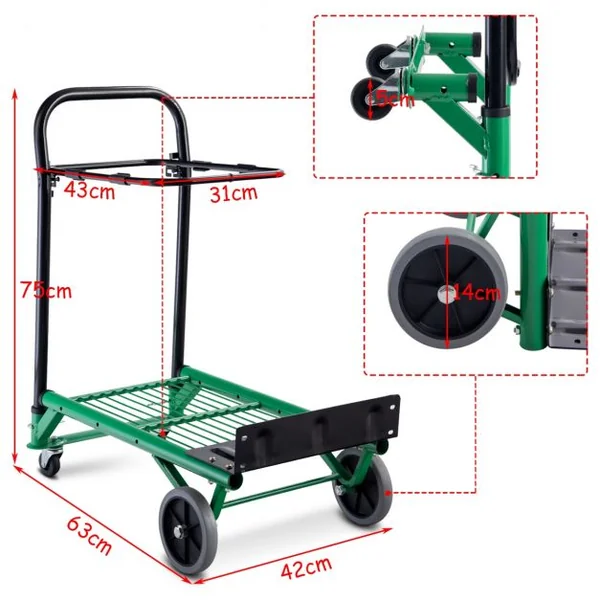 Chariot Plateforme Pliant à Quatre Roulettes Charge Maximale de 90kg