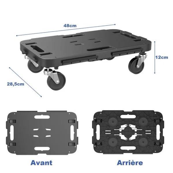 Chariot à Roulettes avec Conception à Bords Interconnectables Charge 300KG Chariot de Déménagement de Meubles avec 4 Roues 48 x 28,5 x 12 cm Noir