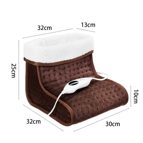 Chauffe-pieds électrique à 6 Niveaux de Température Chancelière Télécommande en Velours Tissu, 31x25x27cm, Brun