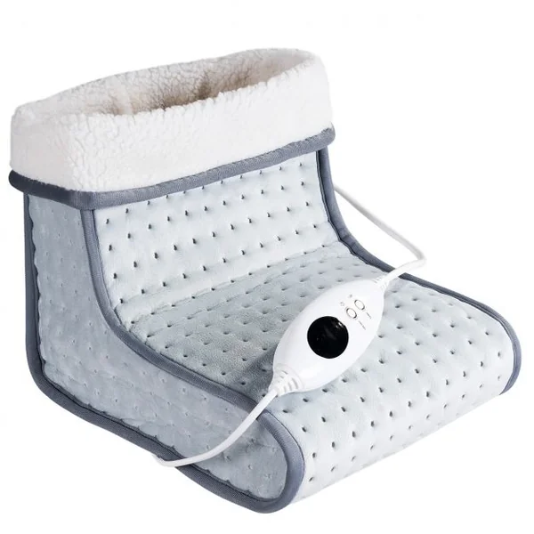 Chauffe-pieds électrique à 6 Niveaux de Température Chancelière Télécommande en Velours Tissu, 31x25x27cm, Brun
