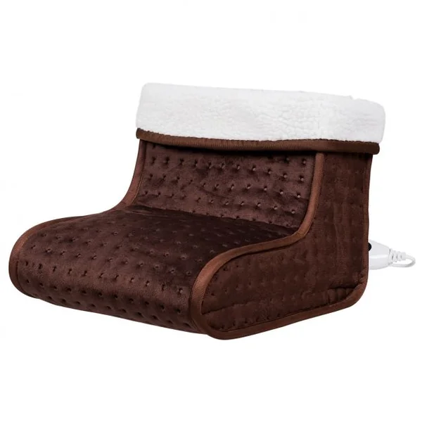 Chauffe-pieds électrique à 6 Niveaux de Température Chancelière Télécommande en Velours Tissu, 31x25x27cm, Brun