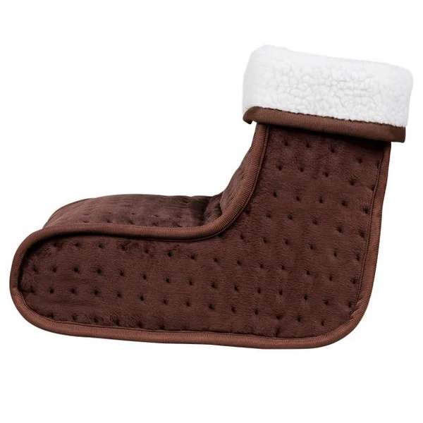 Chauffe-pieds électrique à 6 Niveaux de Température Chancelière Télécommande en Velours Tissu, 31x25x27cm, Brun