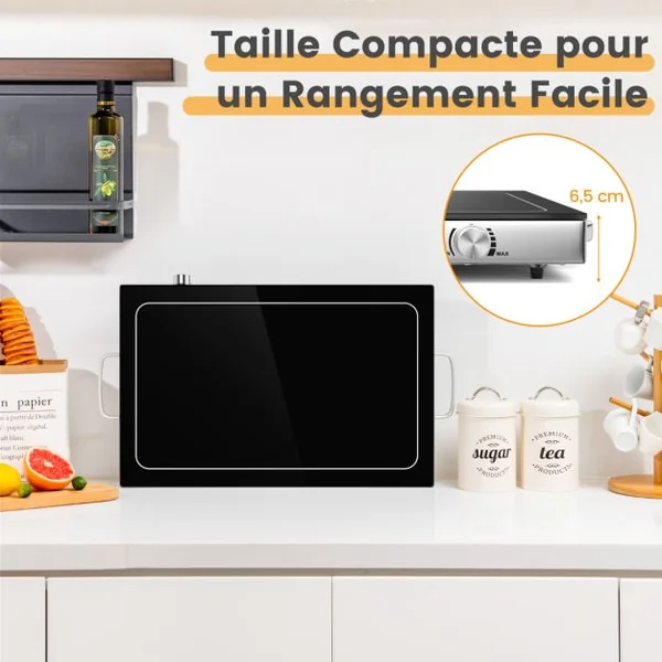 Chauffe-plats Électrique avec Contrôle de la Température Plateau en Verre Thermique 56 x 36 cm Garde Aliments Chauds Poignées Tactiles Froides pour Fêtes de Famille Restaurant