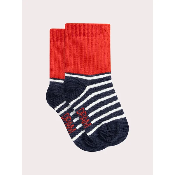 Chaussettes rayées marine et rouge pour bébé garçon - Soins Bébé Naturels & Produits Maman Après Naissance