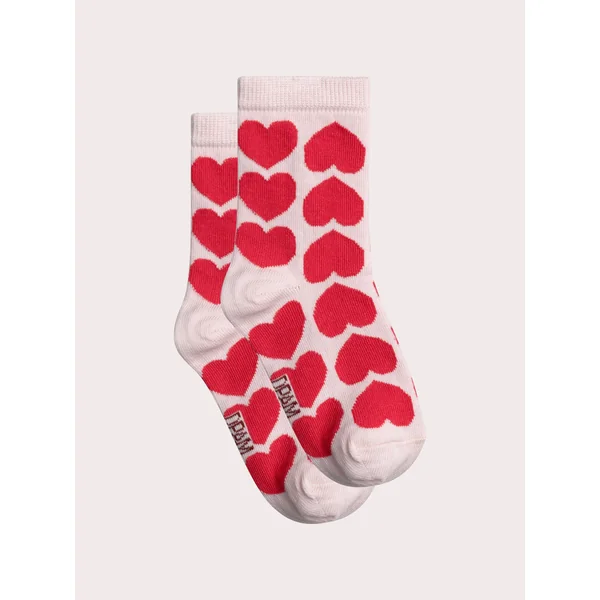 Chaussettes roses à cœurs rouges pour fille - Soins Bébé Naturels & Produits Maman Après Naissance