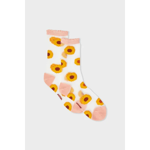 Chaussettes transparentes à motifs fleurs Coucou Suzette