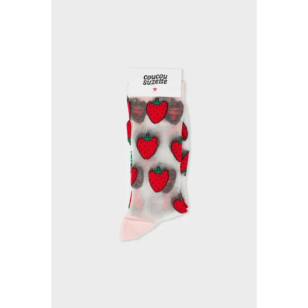 Chaussettes transparentes à motifs fraises Coucou Suzette