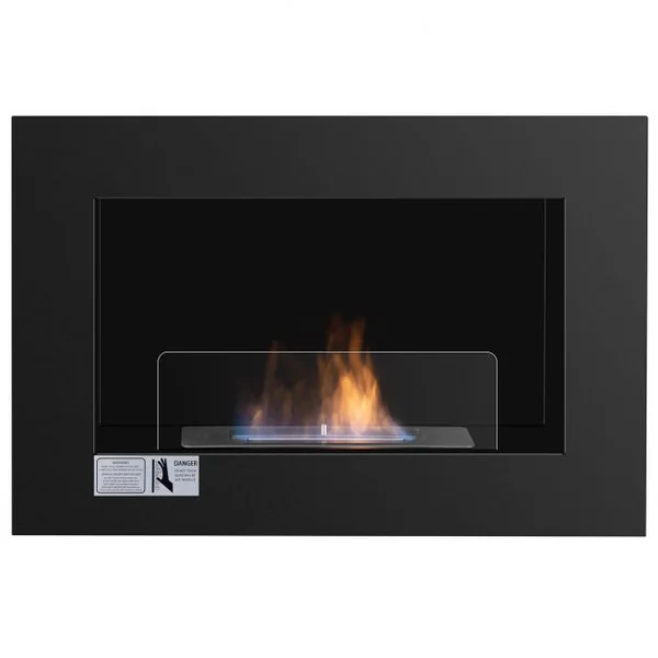 Cheminee Bioethanol Murale Cheminée Ethanol Murale,Acier Inoxydable, un brûleur 1,5 L, 70 x 46,5 x 18,5 cm,Noir