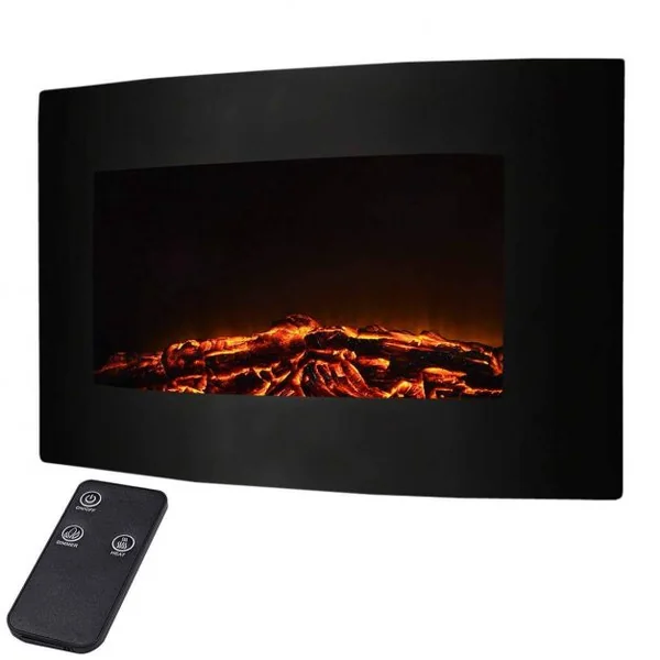 Cheminée Electrique Murale Foyer Electrique Murale 900-1800w Noir décorative et chauffage d'appoint avec Télécommande