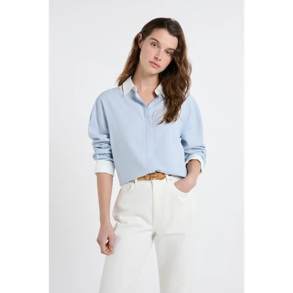 Chemise bicolore rayée avec coton