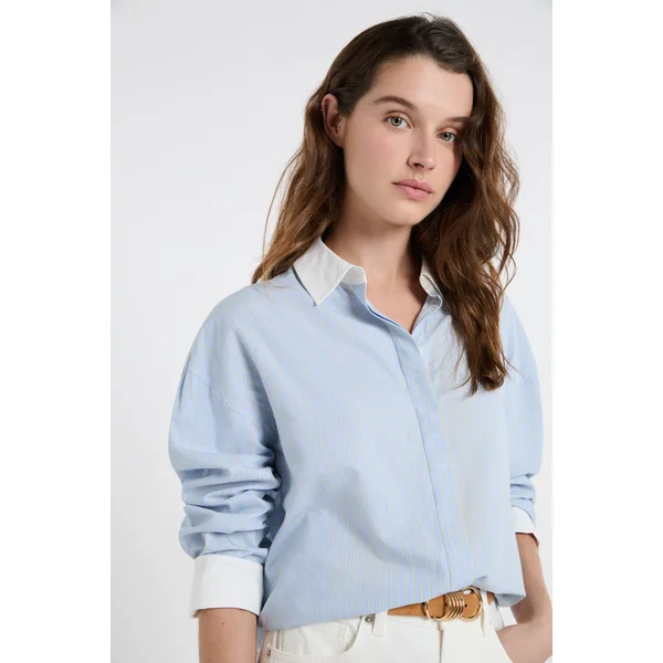 Chemise bicolore rayée avec coton