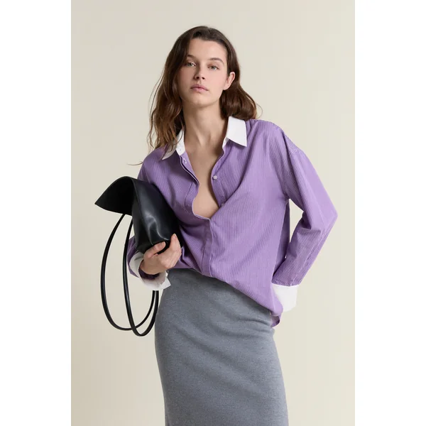 Chemise bicolore rayée avec coton