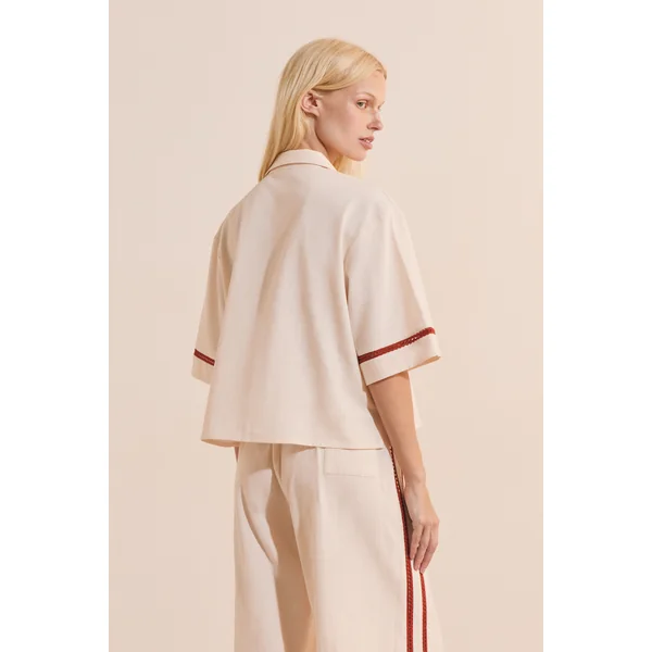 Chemise de pyjama à manches courtes avec motifs soleil en coton