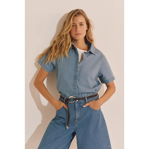 Chemise en jean manches courtes