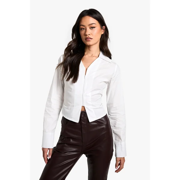Chemise longue ajustée à zip frontal