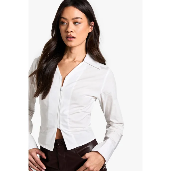 Chemise longue ajustée à zip frontal