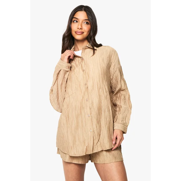 Chemise Oversize Tissée À Effet Froissé