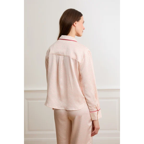 Chemise satinée à pois