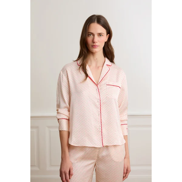 Chemise satinée à pois