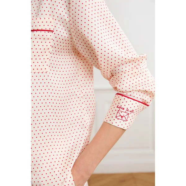 Chemise satinée à pois