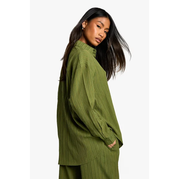 Chemise tissée texturée à effet froissé