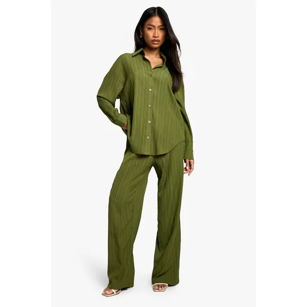 Chemise tissée texturée à effet froissé