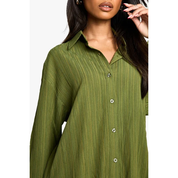 Chemise tissée texturée à effet froissé