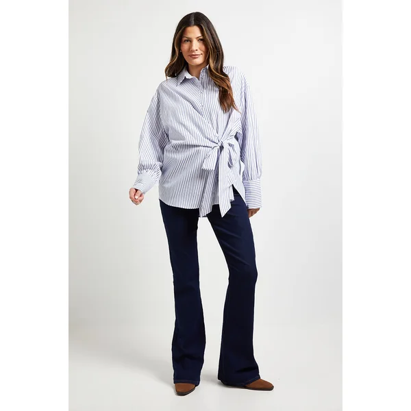 Chemise à Rayures avec Lien Latéral