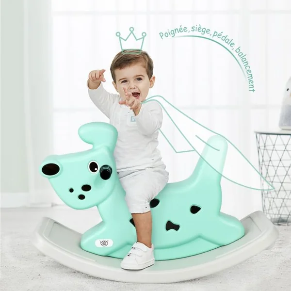 Cheval à Bascule avec Musique et Lumières pour Enfants de 6 Mois Jouet à Bascule Extérieur/Intérieur 77x37x48cm Vert